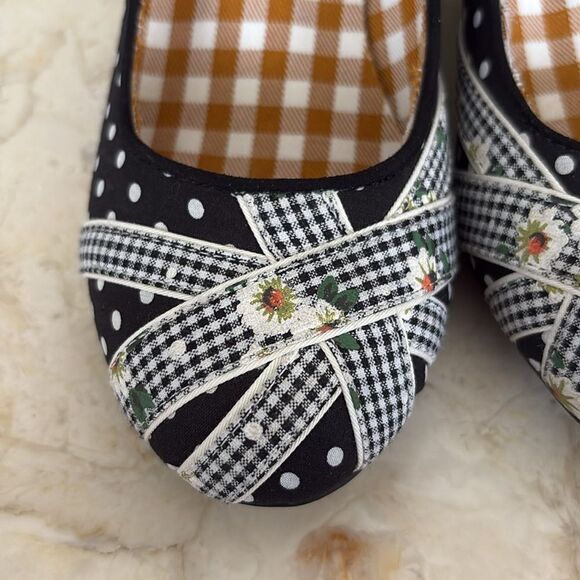 NWOT RUBY SHOO Paula - Black White Floral/Polka Dot/Gingham Heels Adorable - Picture 8 of 13